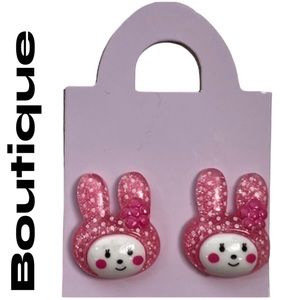 ⭐️ 4/$25 Girls Pink Bunny Stud Earrings Hypoallergenic Nickel-Free Boutique